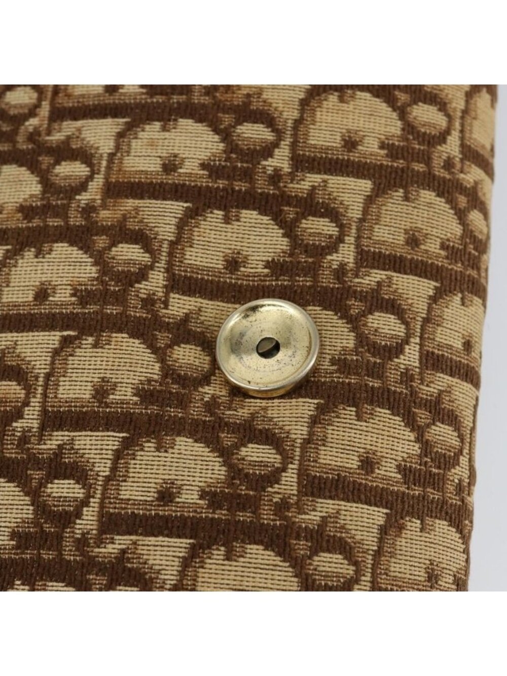 Authentic Christian Dior Trotter Canvas Shoulder Bag Beige Gold - Picture 8 of 16